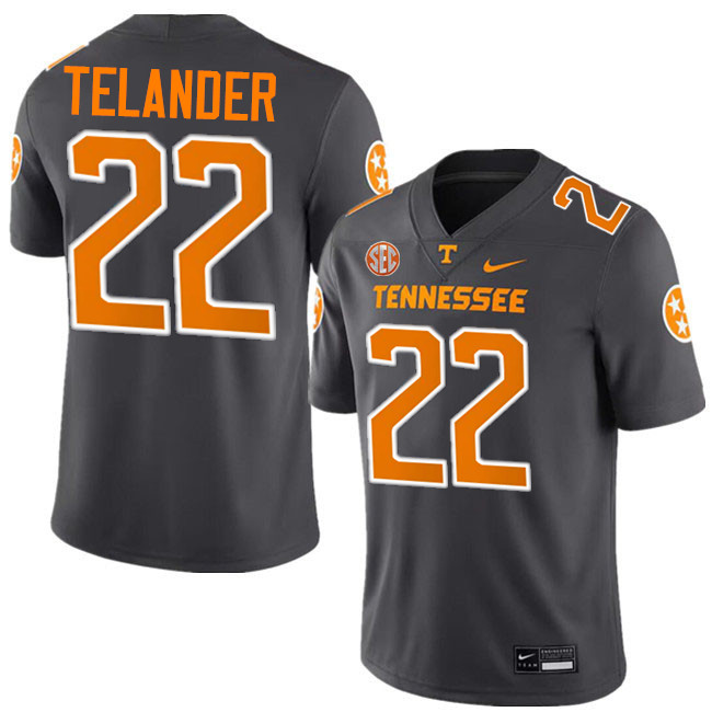 #22 Jeremiah Telander UT Vols Jerseys,Tennessee Volunteers College Football Jerseys Stitched-Smoke G